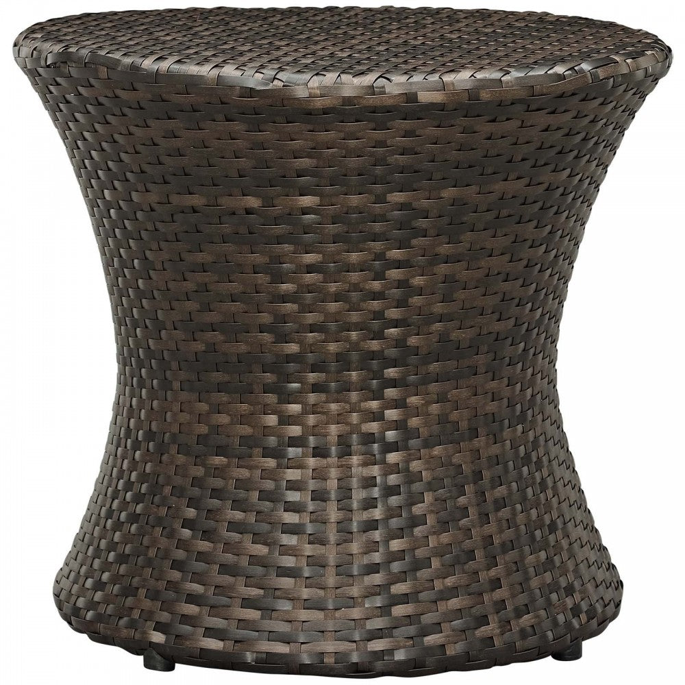 Stage Round Outdoor Patio Side Table, Brown