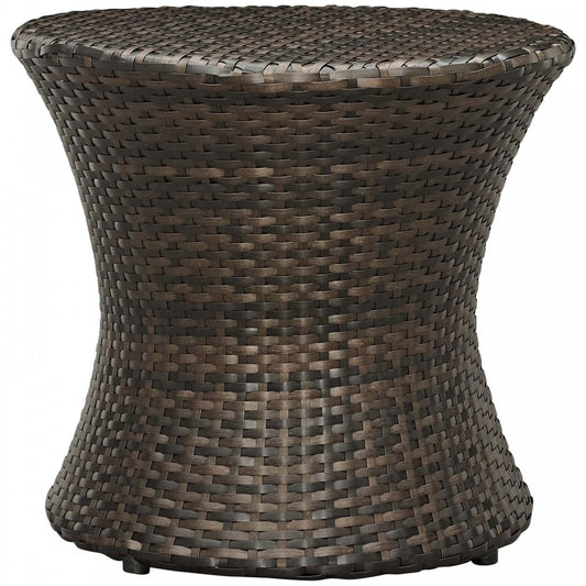 Stage Round Outdoor Patio Side Table, Brown