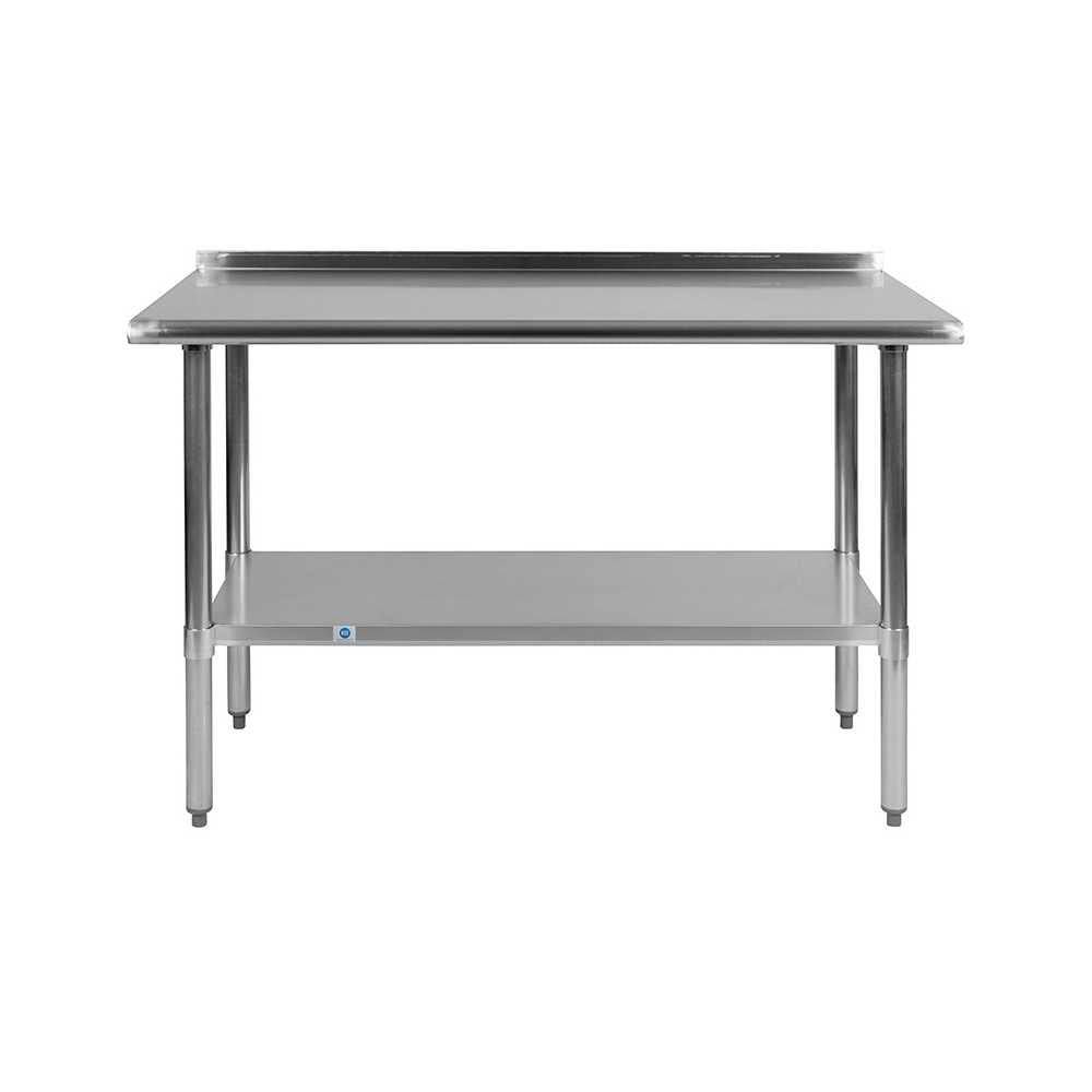 Stainless Steel 18 Gauge Work Table with 1.5" Backsplash and Undershelf - NSF Certified - 48"W x 24"D x 36"H