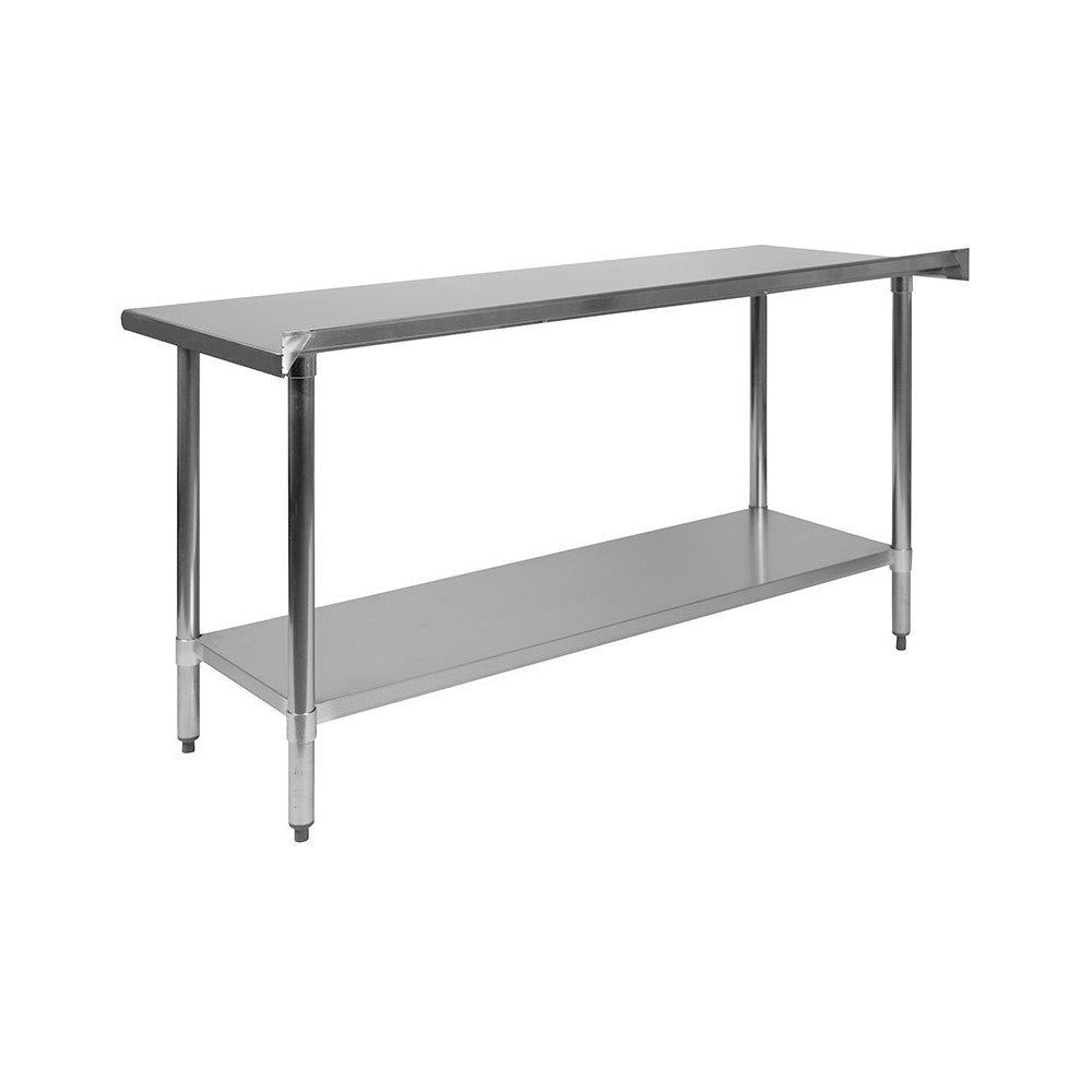 Stainless Steel 18 Gauge Work Table with 1.5" Backsplash and Undershelf - NSF Certified - 60"W x 24"D x 36"H