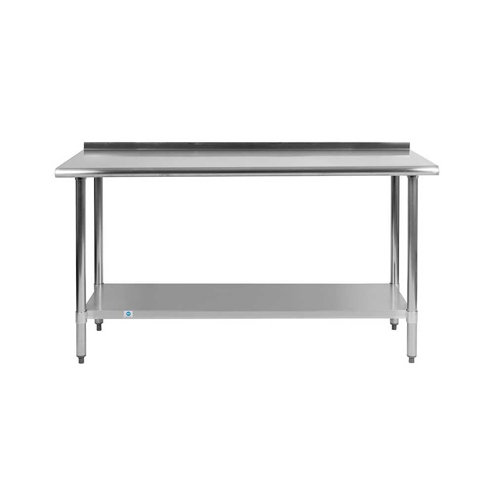 Stainless Steel 18 Gauge Work Table with 1.5" Backsplash and Undershelf - NSF Certified - 60"W x 24"D x 36"H