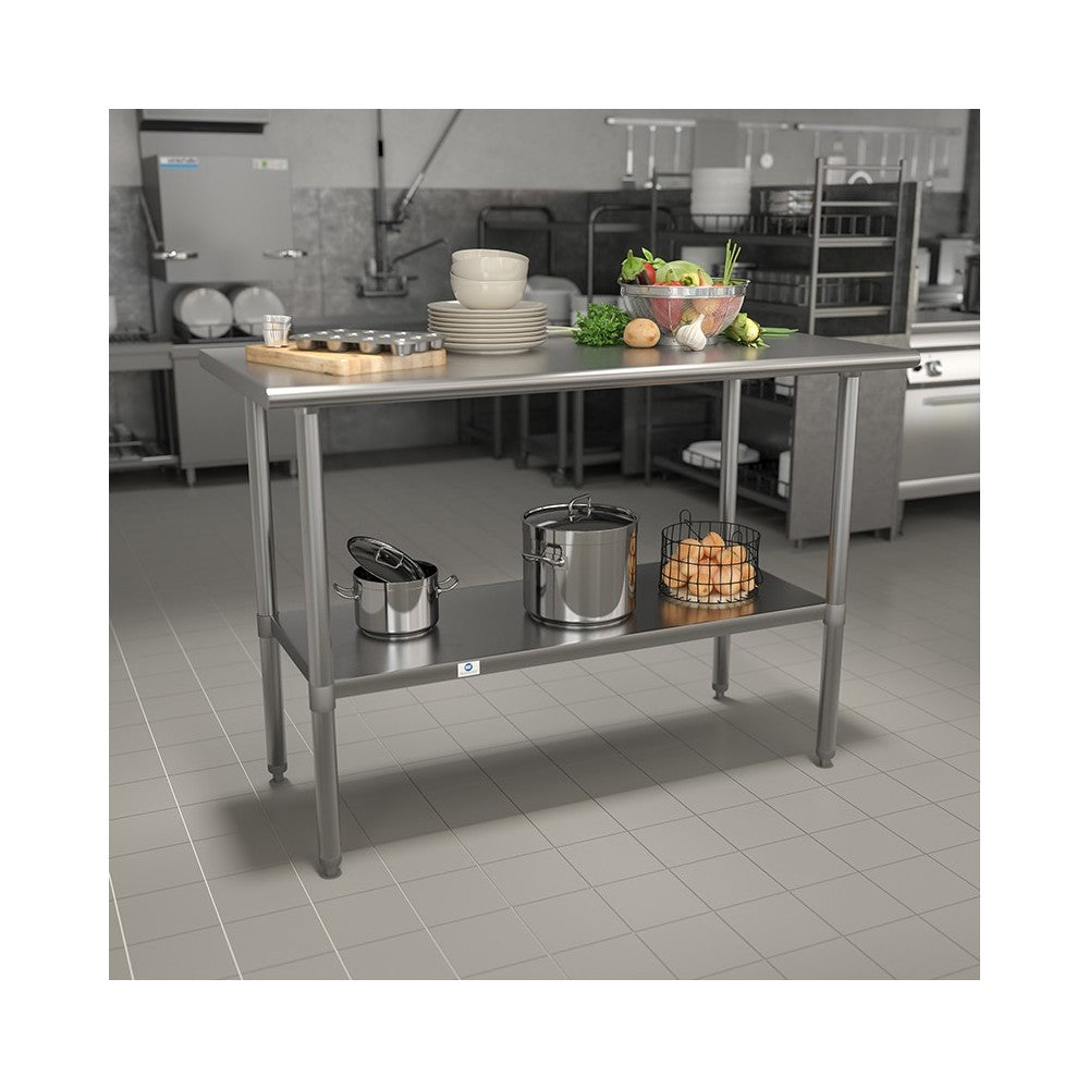 Stainless Steel 18 Gauge Work Table with Undershelf - NSF Certified - 48"W x 24"D x 34.5"H