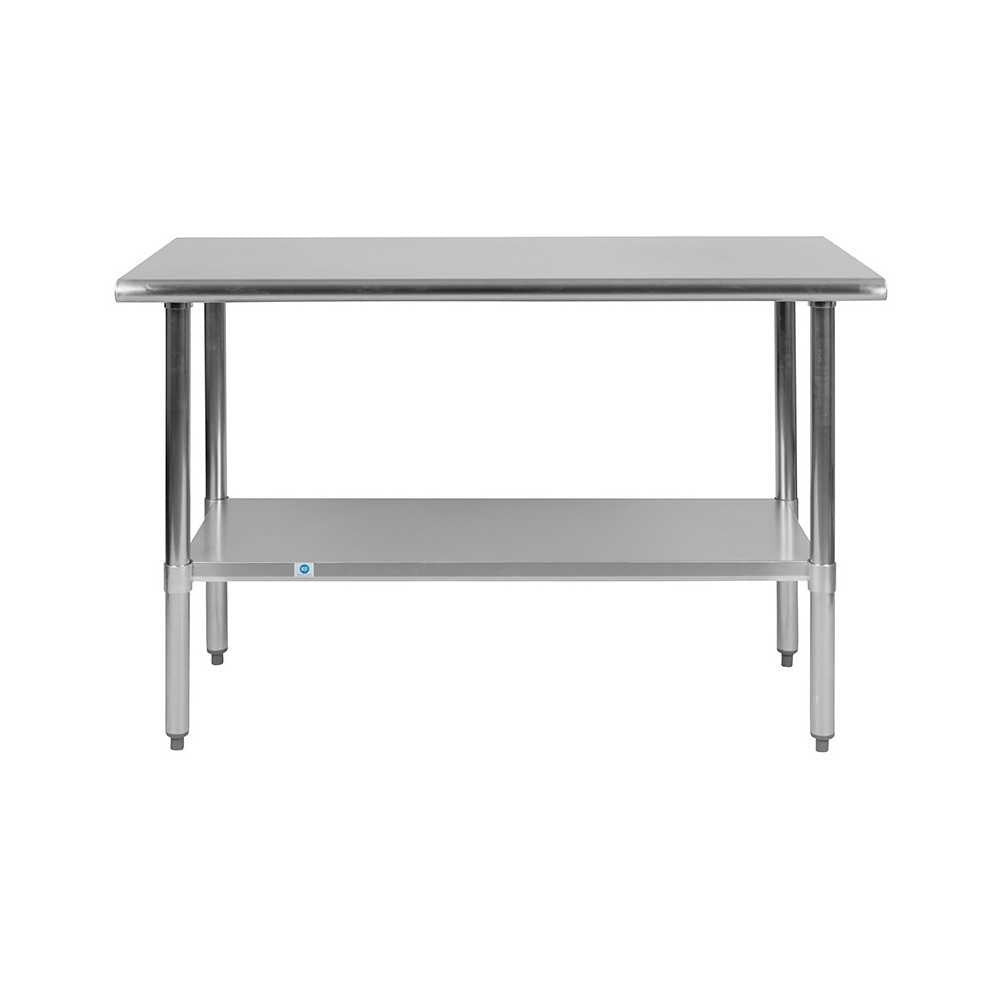 Stainless Steel 18 Gauge Work Table with Undershelf - NSF Certified - 48"W x 24"D x 34.5"H