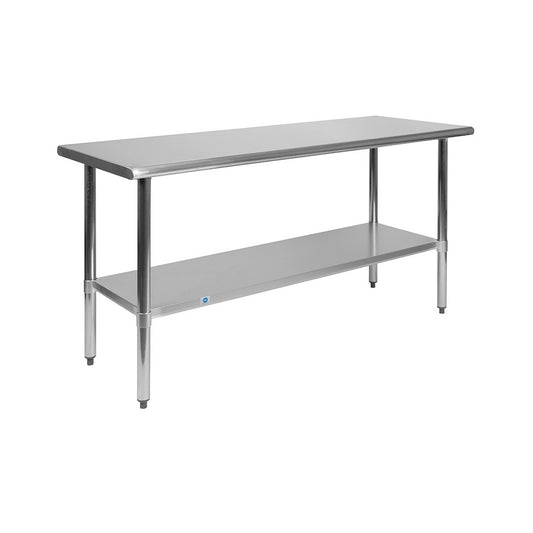 Stainless Steel 18 Gauge Work Table with Undershelf - NSF Certified - 60"W x 24"D x 34.5"H