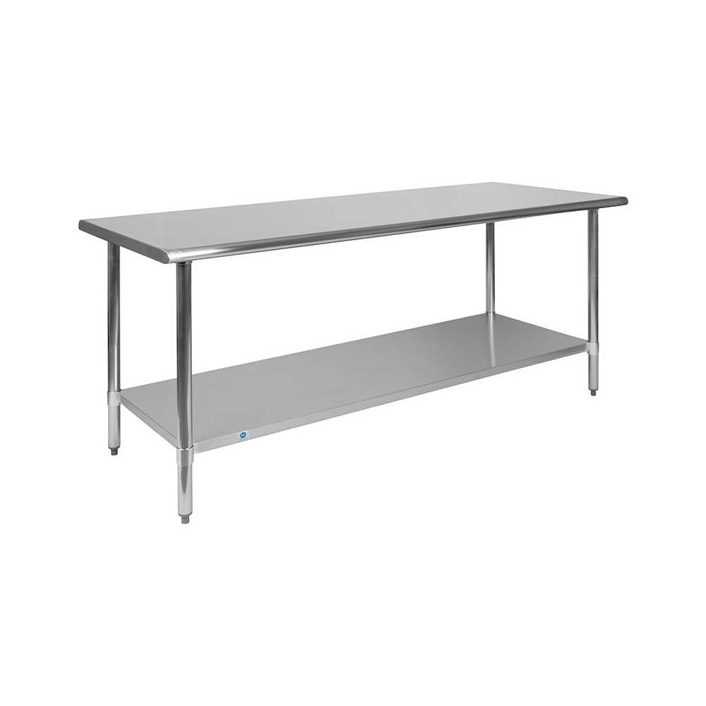 Stainless Steel 18 Gauge Work Table with Undershelf - NSF Certified - 72"W x 30"D x 34.5"H