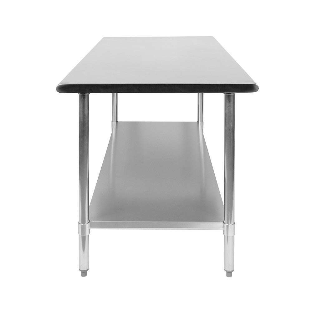 Stainless Steel 18 Gauge Work Table with Undershelf - NSF Certified - 72"W x 30"D x 34.5"H