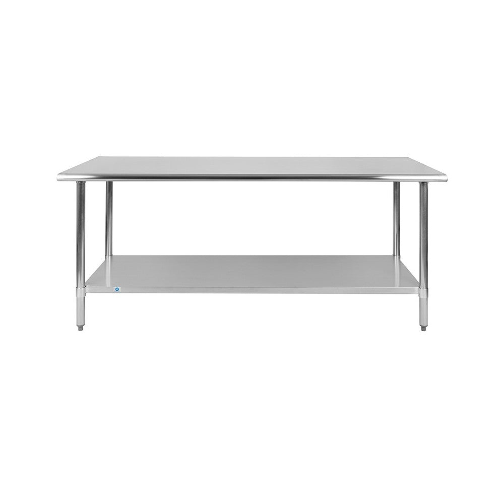 Stainless Steel 18 Gauge Work Table with Undershelf - NSF Certified - 72"W x 30"D x 34.5"H