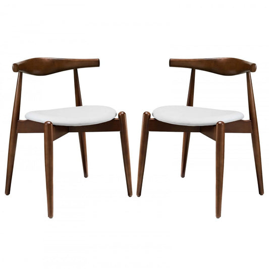 Stalwart Dining Side Chairs Set of 2, Dark Walnut White