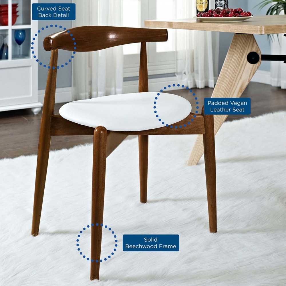 Stalwart Dining Side Chairs Set of 2, Dark Walnut White