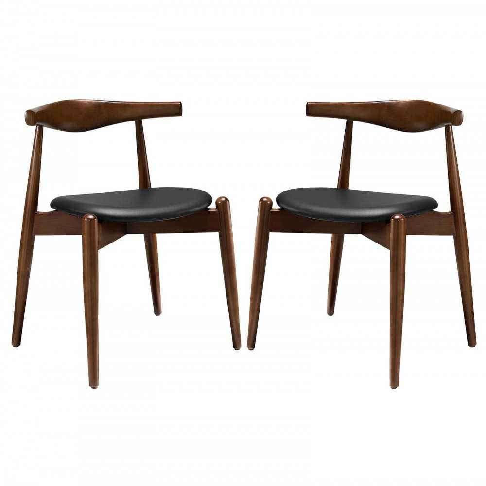 Stalwart Dining Side Chairs Set of 2, Dark Walnut Black