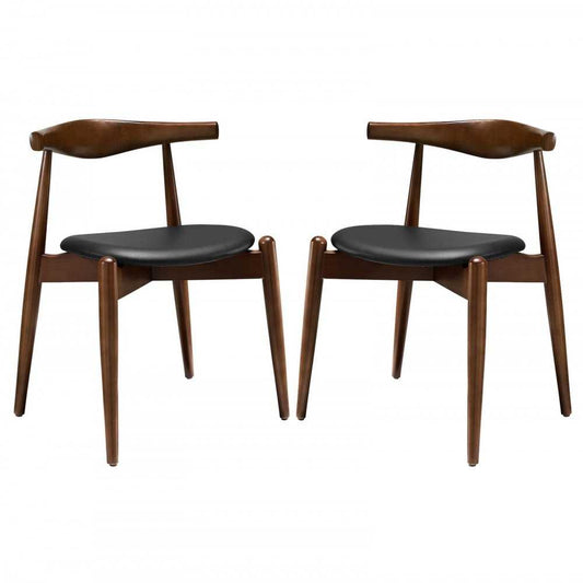 Stalwart Dining Side Chairs Set of 2, Dark Walnut Black