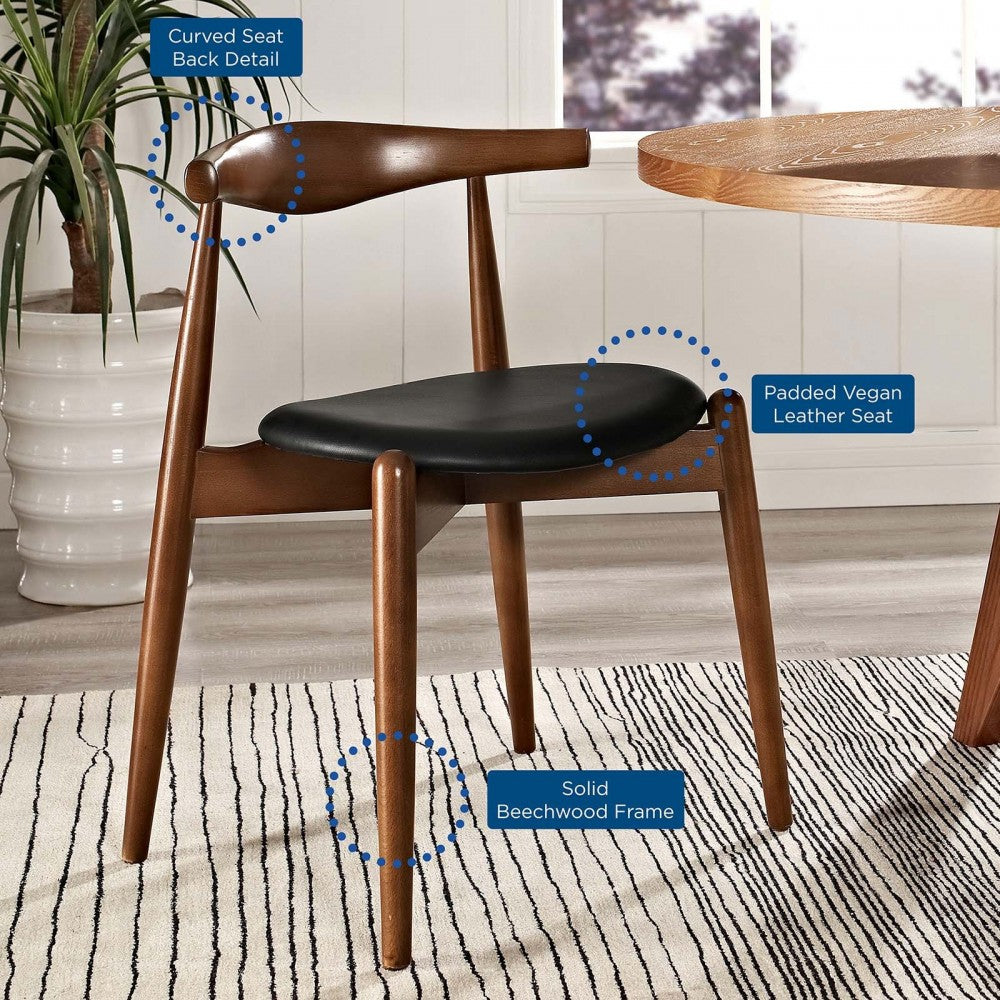 Stalwart Dining Side Chairs Set of 2, Dark Walnut Black