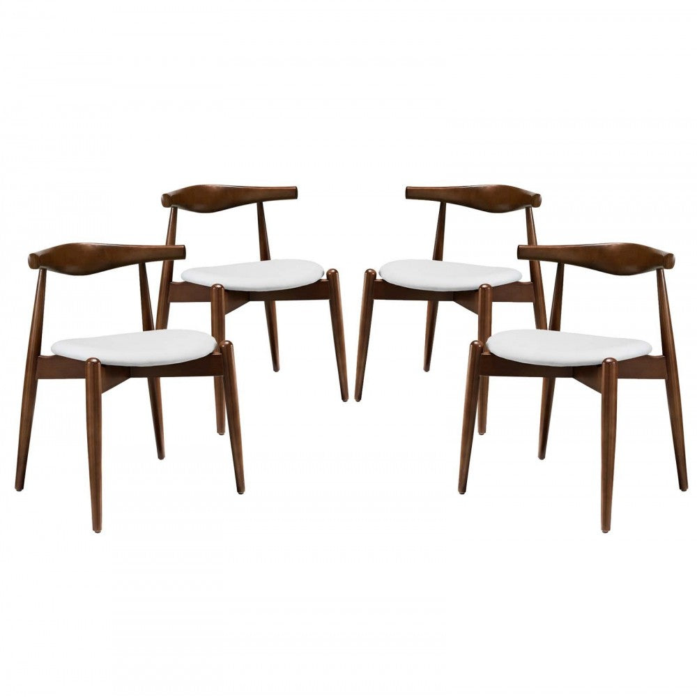 Stalwart Dining Side Chairs Set of 4, Dark Walnut White