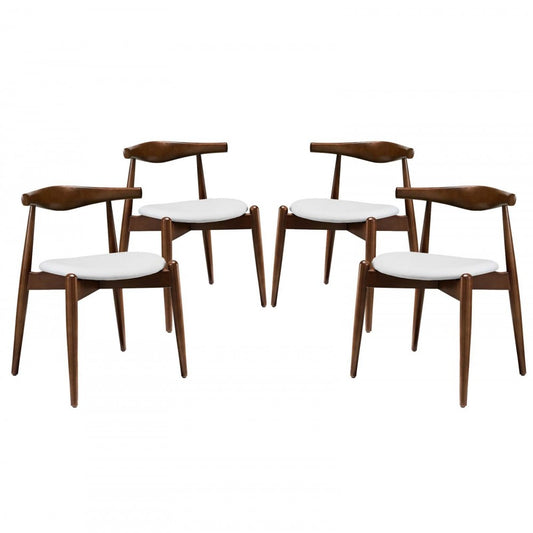 Stalwart Dining Side Chairs Set of 4, Dark Walnut White