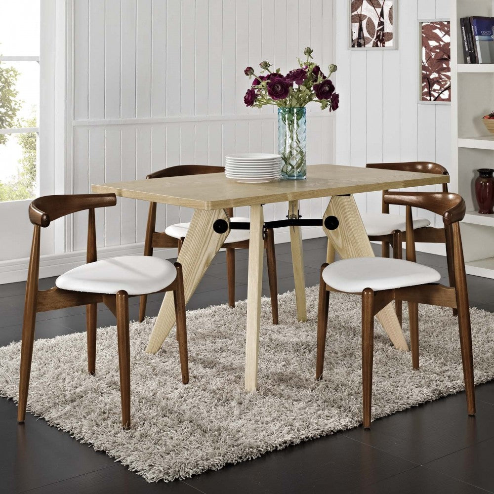 Stalwart Dining Side Chairs Set of 4, Dark Walnut White