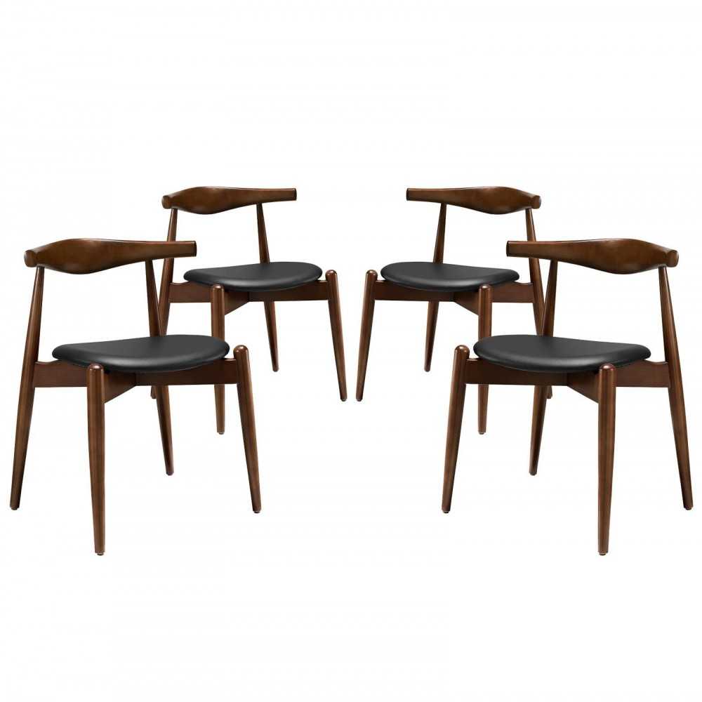 Stalwart Dining Side Chairs Set of 4, Dark Walnut Black