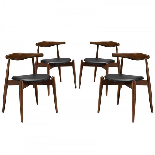 Stalwart Dining Side Chairs Set of 4, Dark Walnut Black