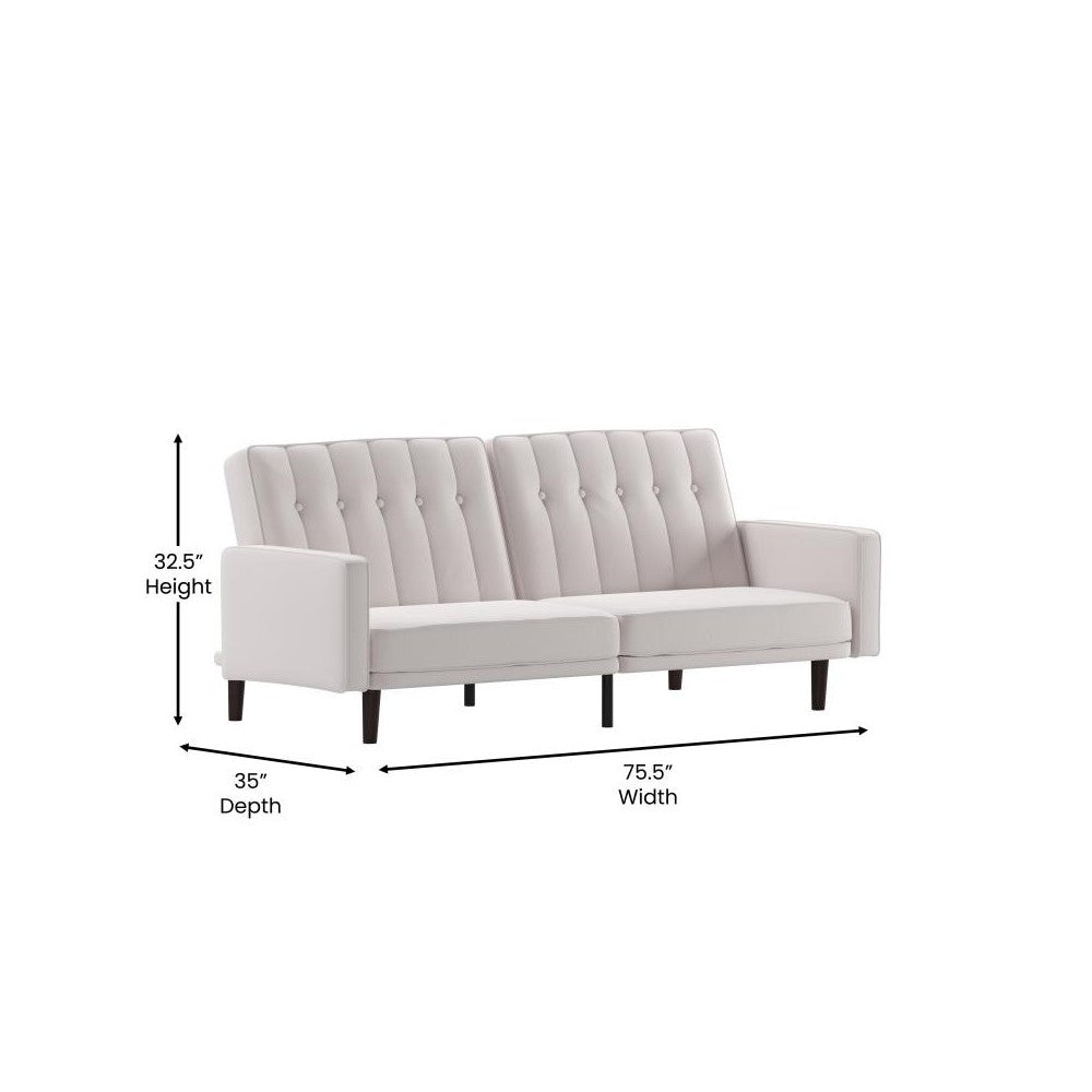 Stone Faux Linen Futon Sofa