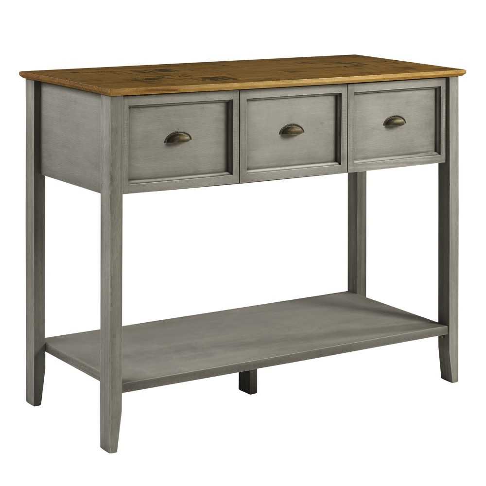 Stratford 3 Drawer Buffet Table - Rustic Oak/Gray