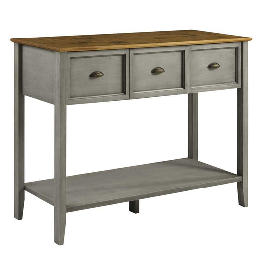 Stratford 3 Drawer Buffet Table - Rustic Oak/Gray