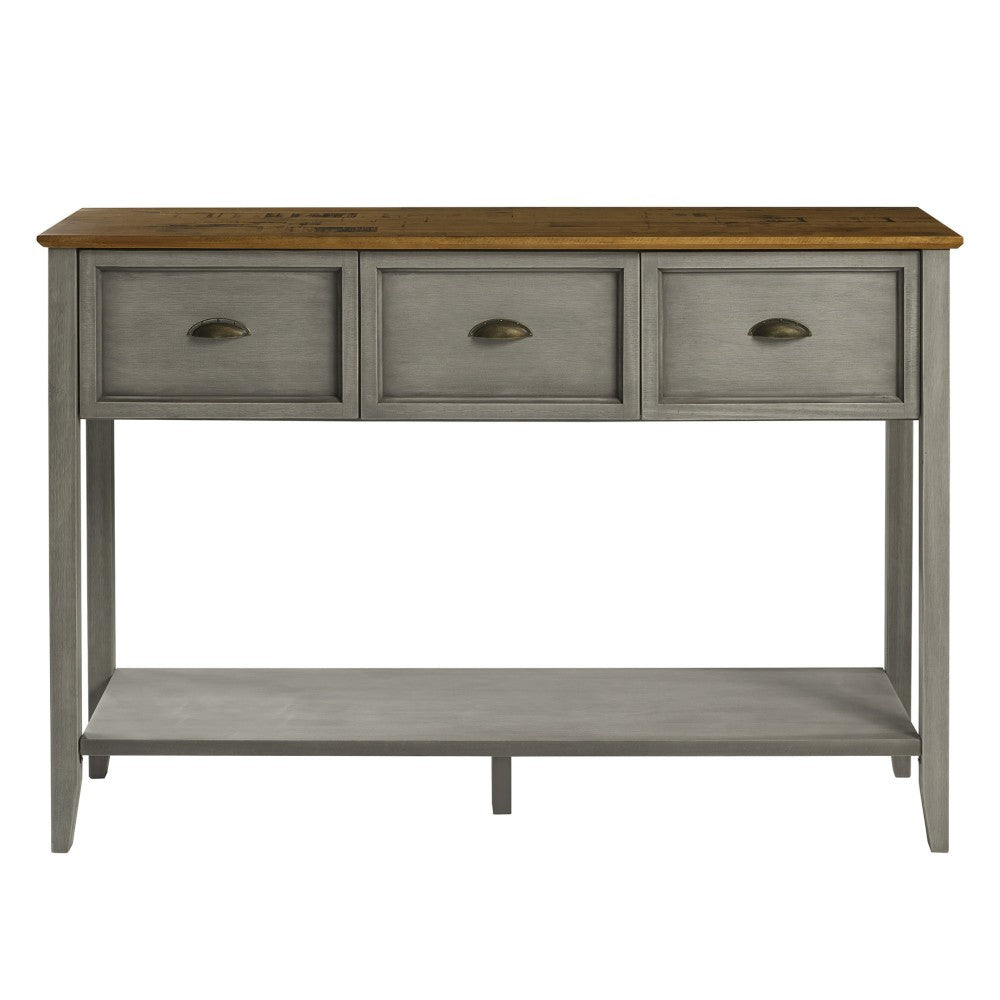 Stratford 3 Drawer Buffet Table - Rustic Oak/Gray