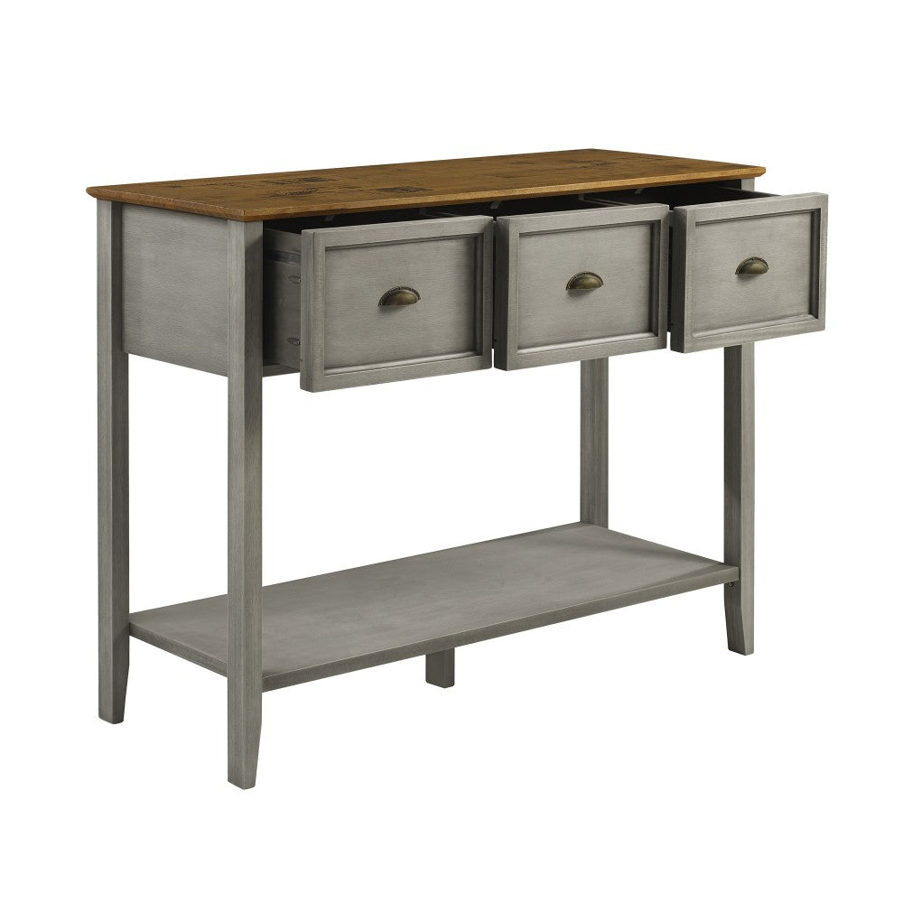 Stratford 3 Drawer Buffet Table - Rustic Oak/Gray
