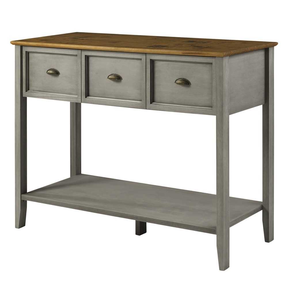 Stratford 3 Drawer Buffet Table - Rustic Oak/Gray