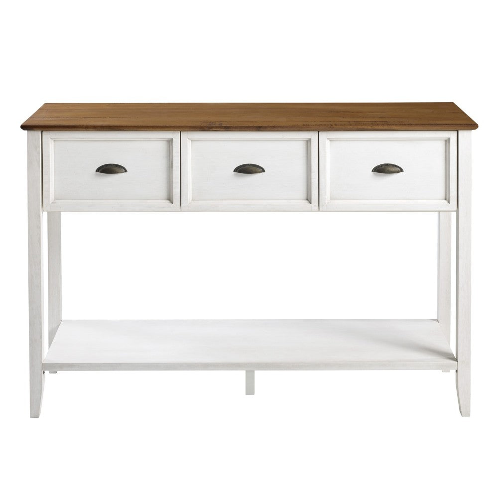 Stratford 3 Drawer Buffet Table - Rustic Oak/White