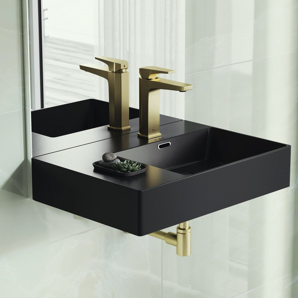 St.Tropez 24x18 Ceramic Wall Hung Sink with Right Side Faucet Mount, Matte Black