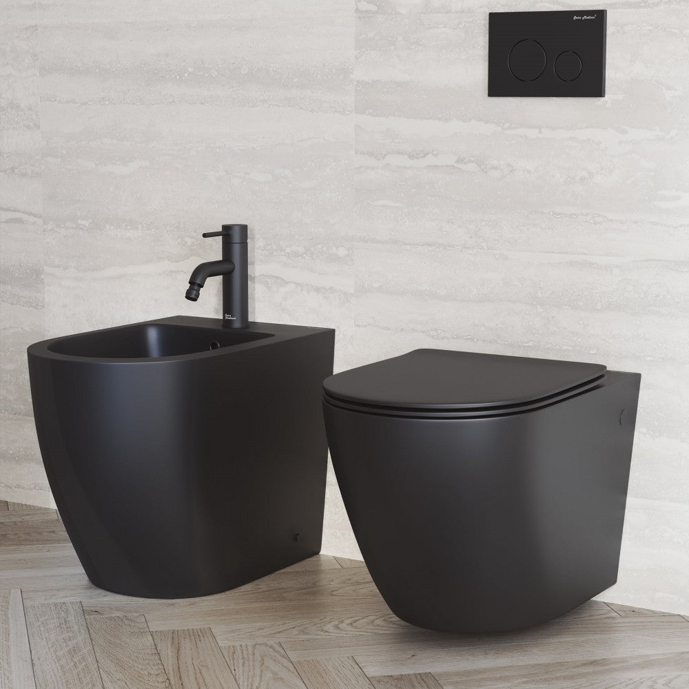 St.Tropez Wall-Hung Elongated Toilet Bowl in Matte Black