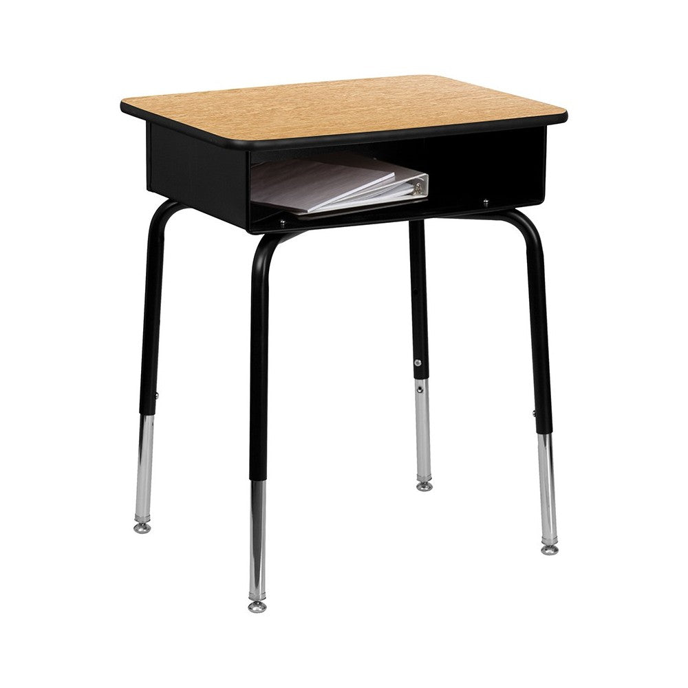 Student Desk with Open Front Metal Book Box