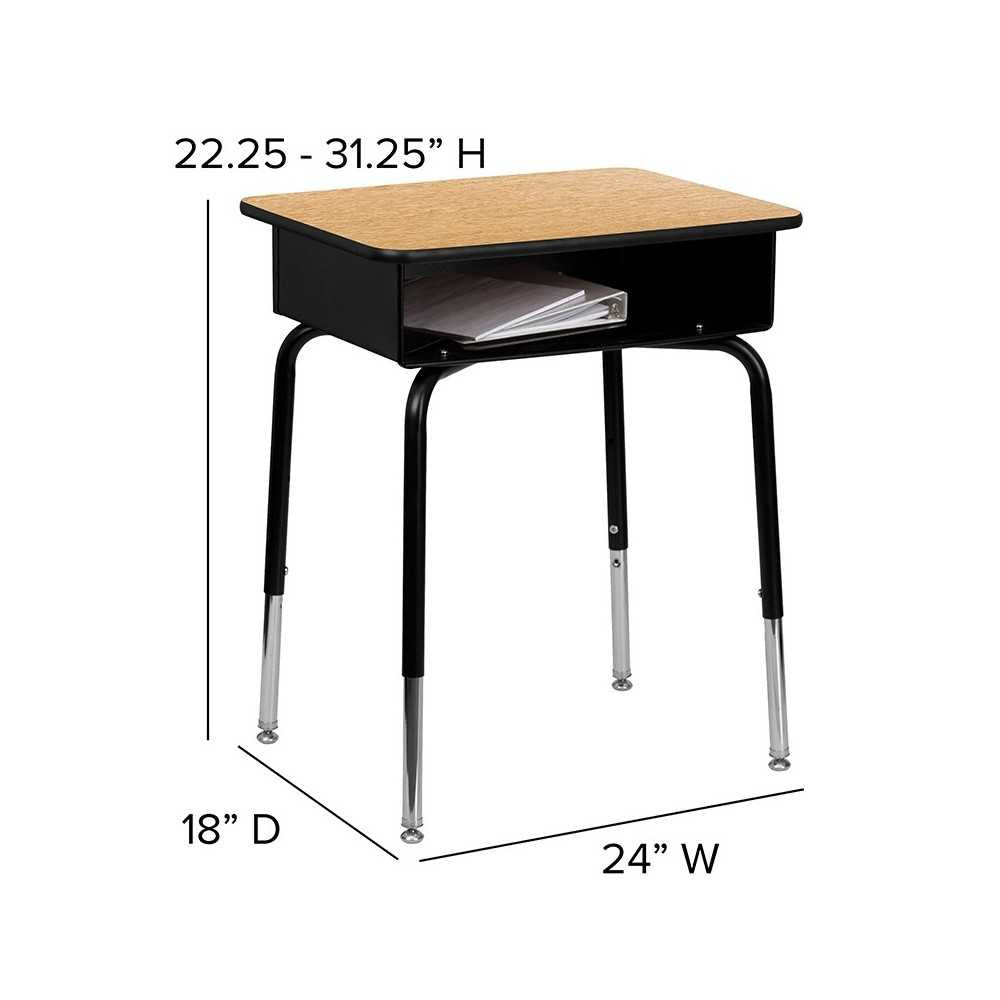 Student Desk with Open Front Metal Book Box