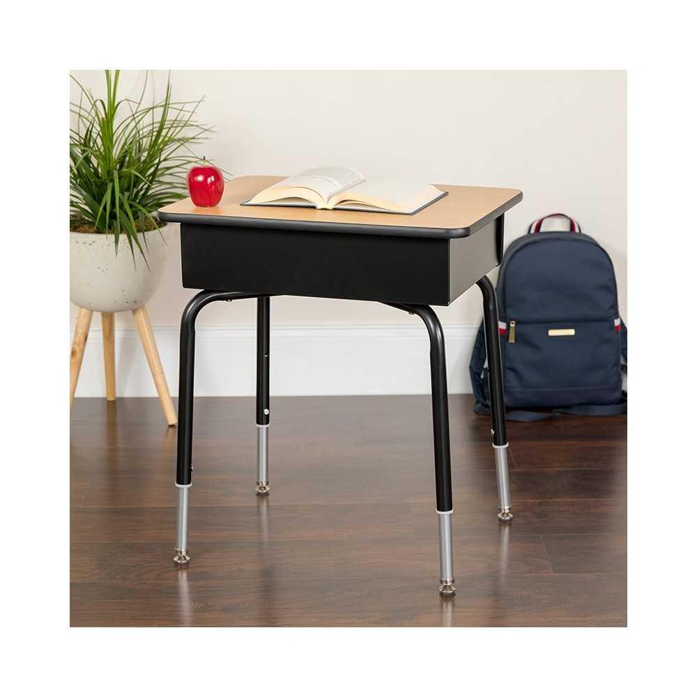 Student Desk with Open Front Metal Book Box