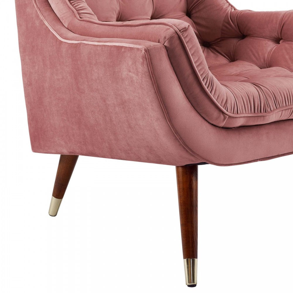 Suggest Button Tufted Performance Velvet Lounge Chair, Dusty Rose