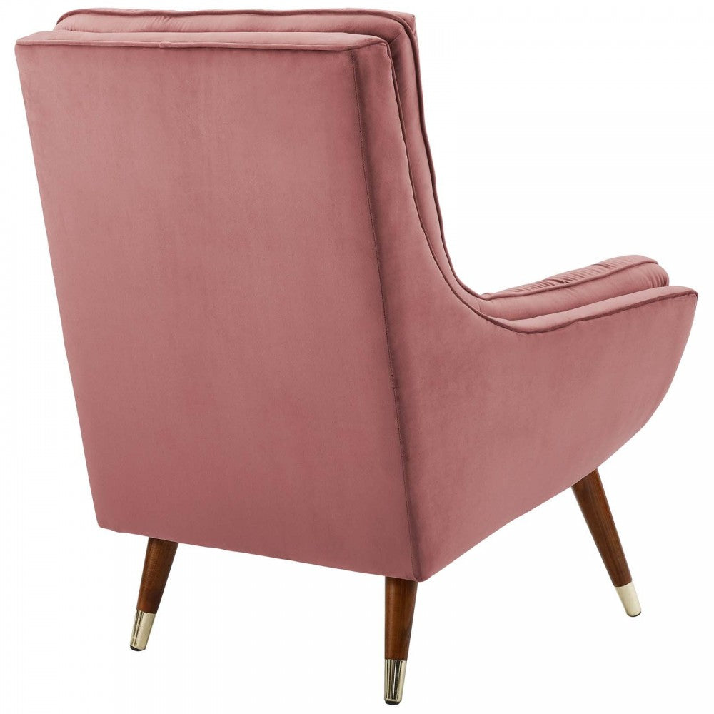 Suggest Button Tufted Performance Velvet Lounge Chair, Dusty Rose