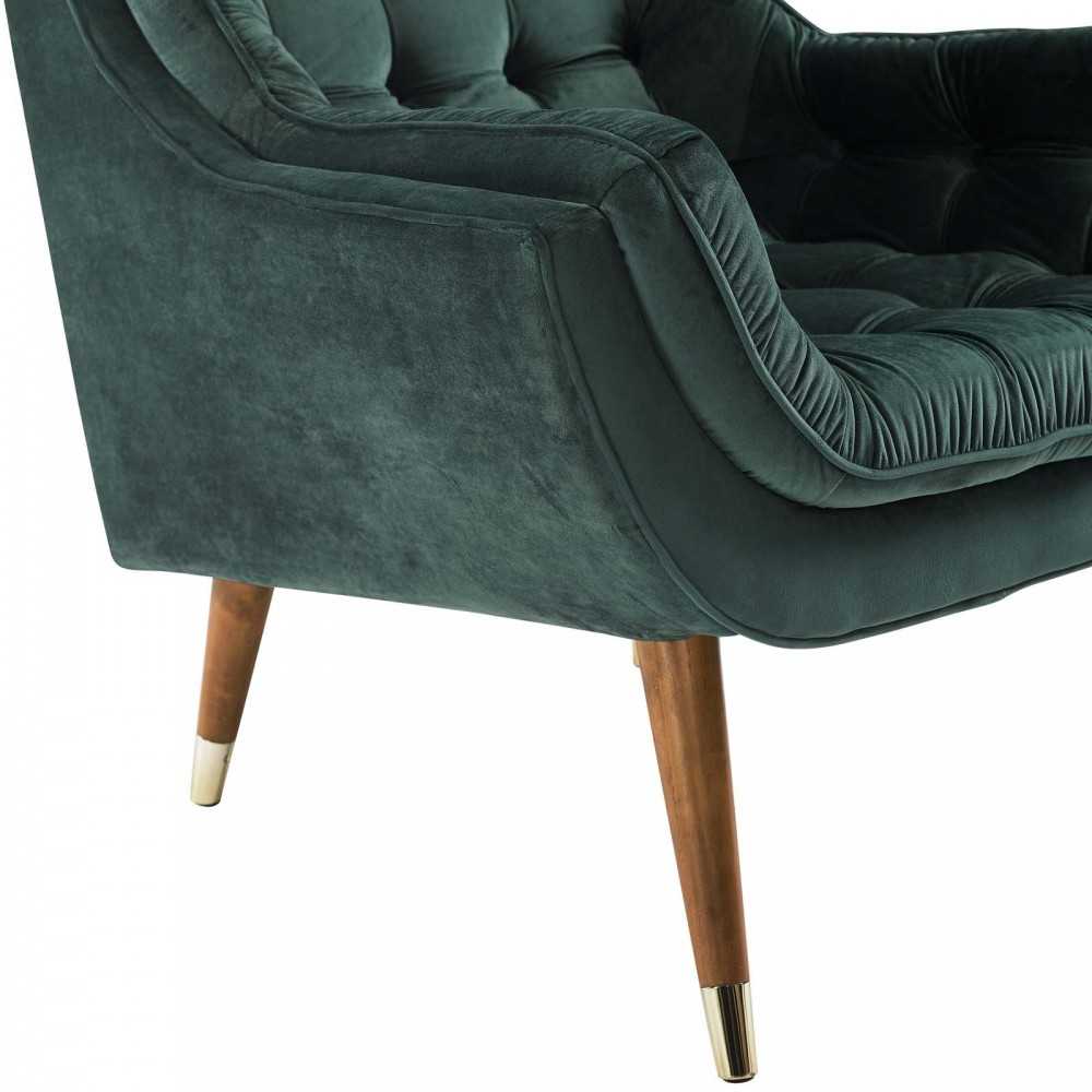 Suggest Button Tufted Performance Velvet Lounge Chair, Green