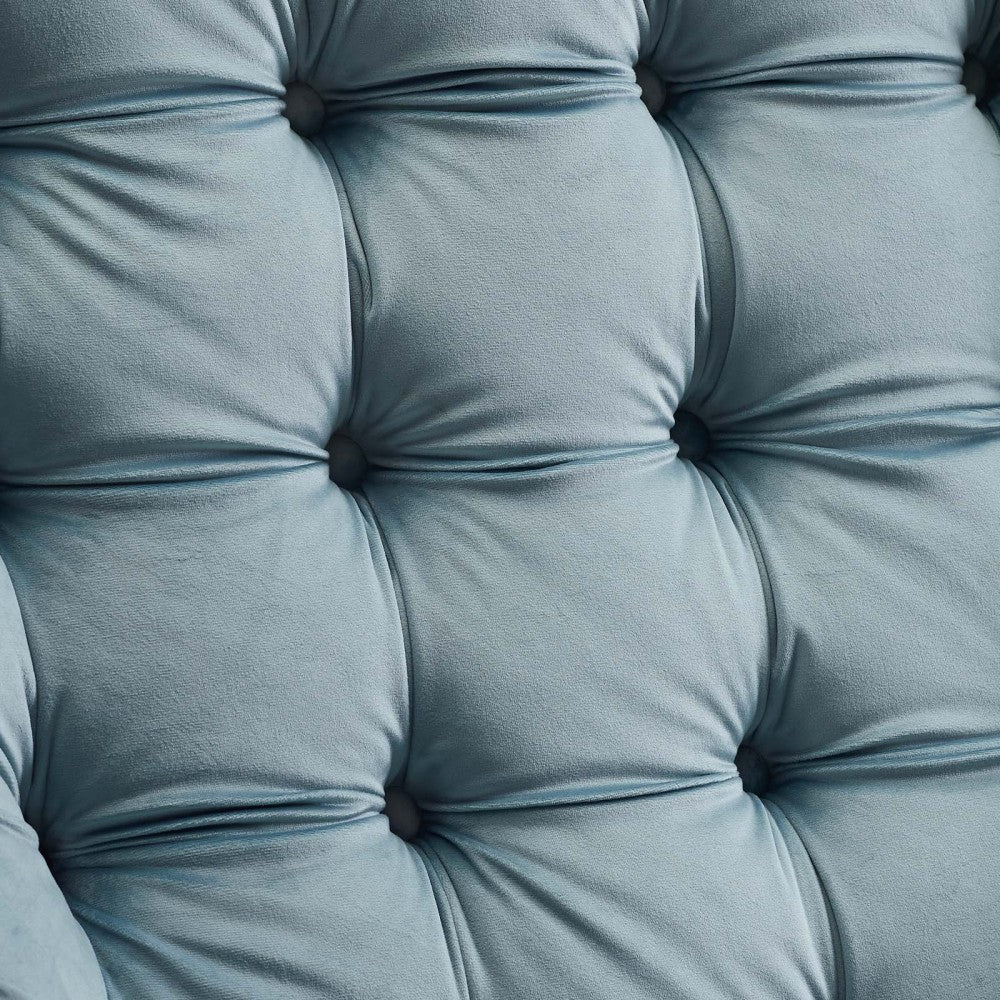 Suggest Button Tufted Performance Velvet Lounge Chair, Light Blue