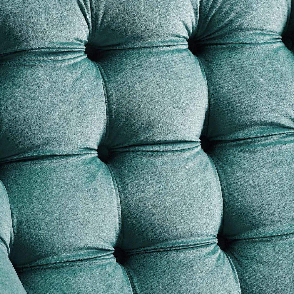 Suggest Button Tufted Performance Velvet Lounge Chair, Teal