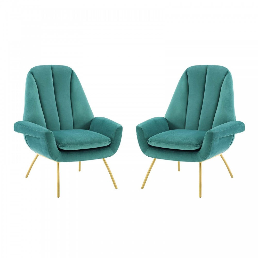 Summit Armchair Performance Velvet Set of 2, Teal