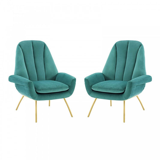 Summit Armchair Performance Velvet Set of 2, Teal