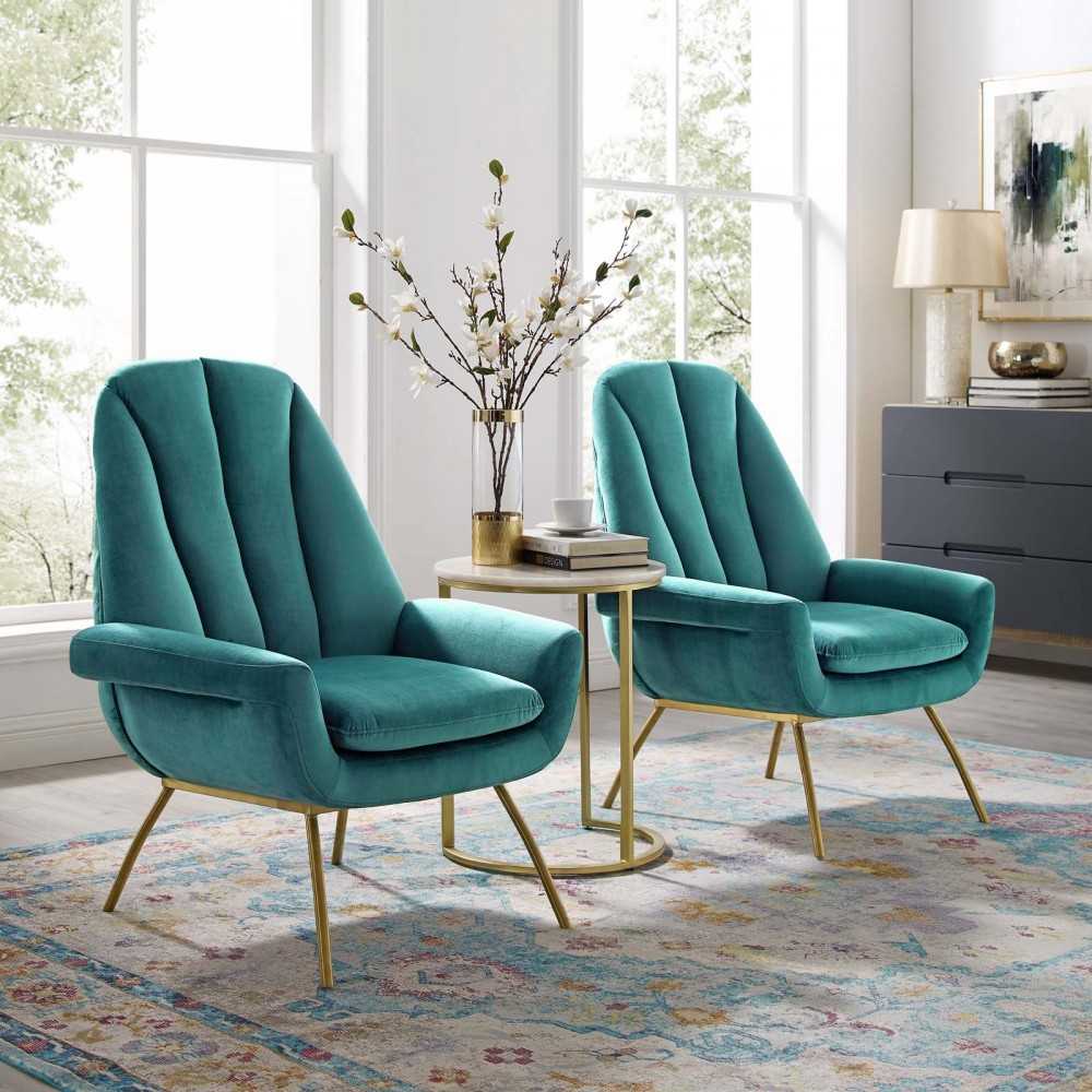 Summit Armchair Performance Velvet Set of 2, Teal