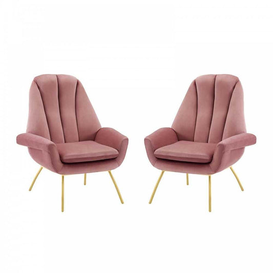Summit Armchair Performance Velvet Set of 2, Dusty Rose