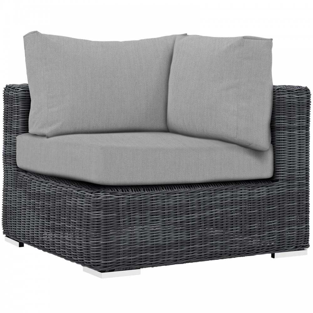 Summon 10 Piece Outdoor Patio Sunbrella Sectional Set, Canvas Gray