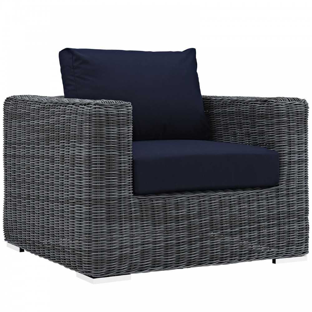 Summon 10 Piece Outdoor Patio Sunbrella Sectional Set, Canvas Navy, EEI-1902-GRY-NAV-SET
