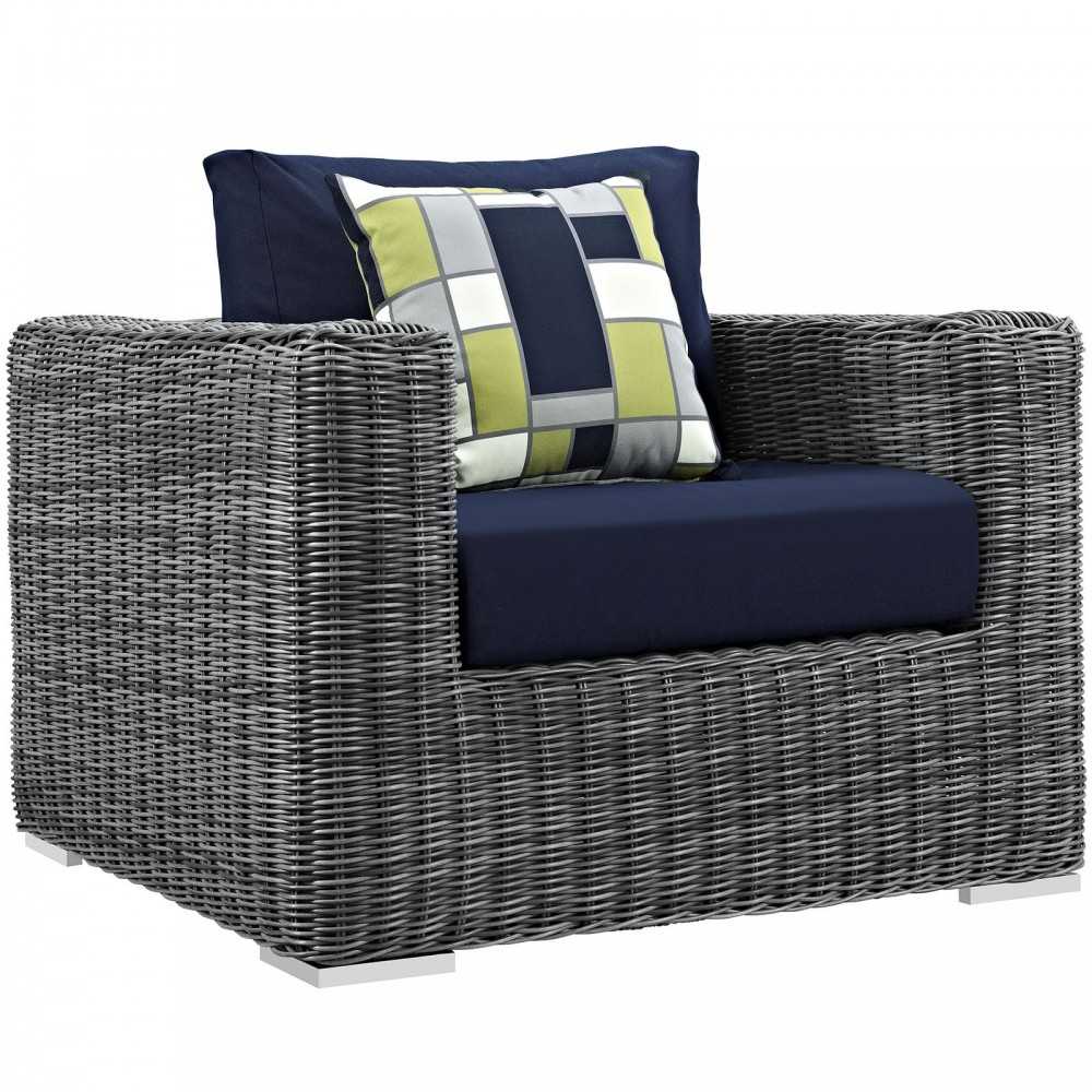 Summon 10 Piece Outdoor Patio Sunbrella Sectional Set, Canvas Navy, EEI-2396-GRY-NAV-SET