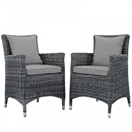Summon 2 Piece Outdoor Patio Sunbrella Dining Set, Canvas Gray