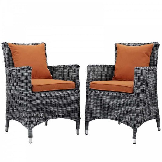 Summon 2 Piece Outdoor Patio Sunbrella Dining Set, Canvas Tuscan