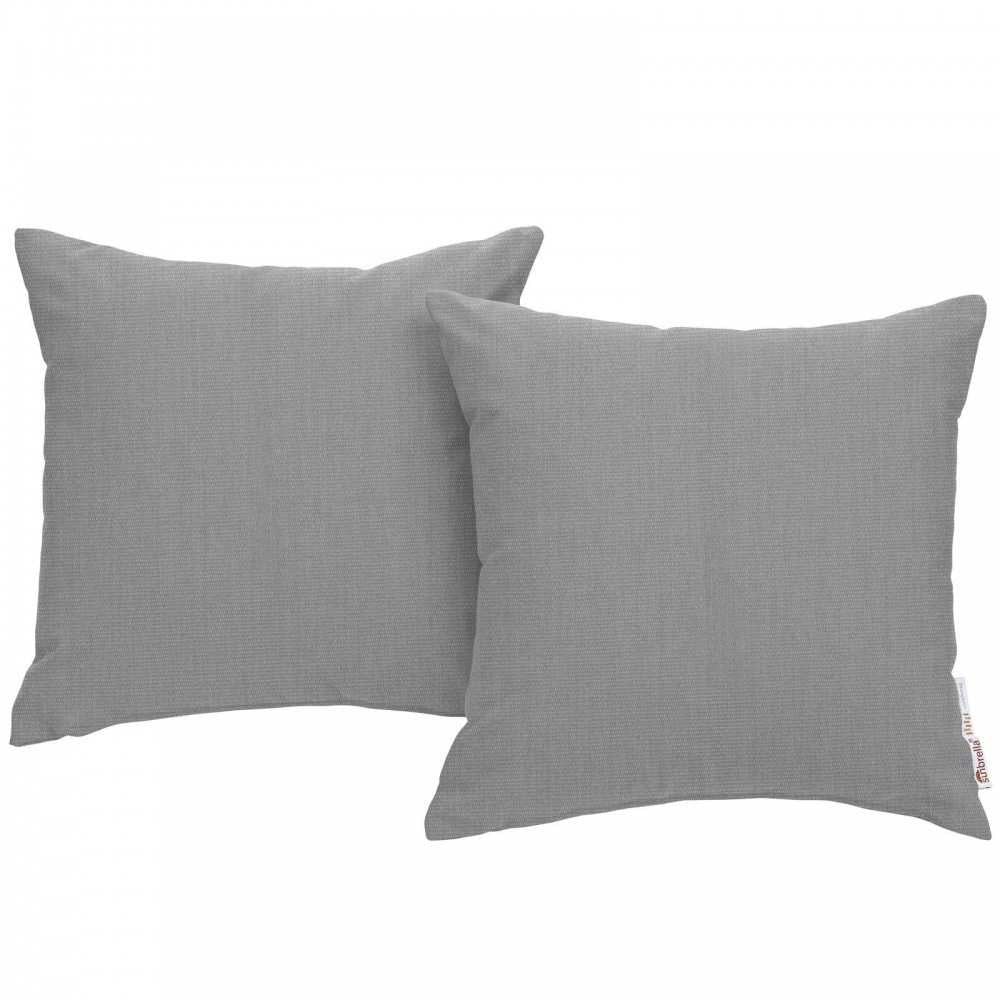 Summon 2 Piece Outdoor Patio Sunbrella Pillow Set, Gray