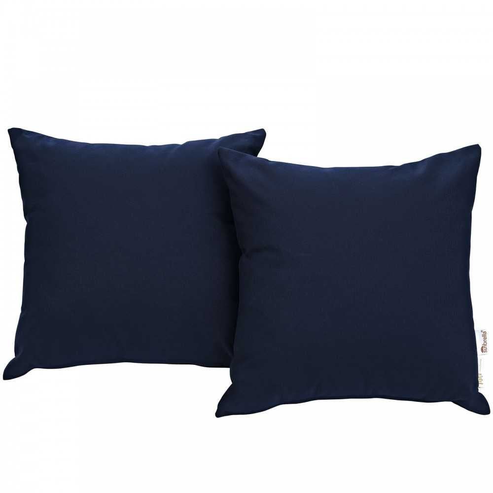 Summon 2 Piece Outdoor Patio Sunbrella Pillow Set, Navy