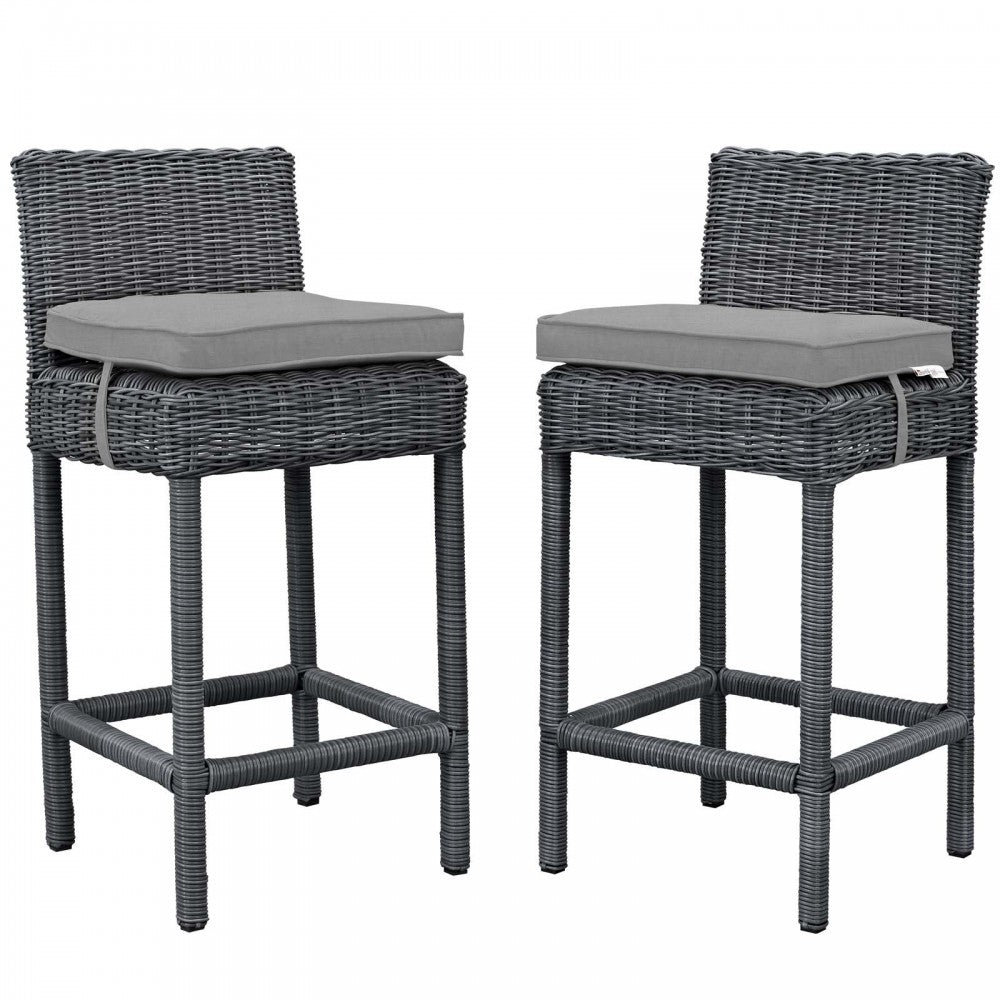 Summon 2 Piece Outdoor Patio Sunbrella Pub Set, Canvas Gray